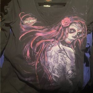 Harley-Davidson Black Tee with pink & purple Logo
